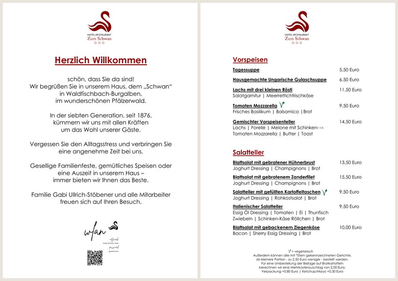 Vorschau der Speisekarte ab Oktober 2026